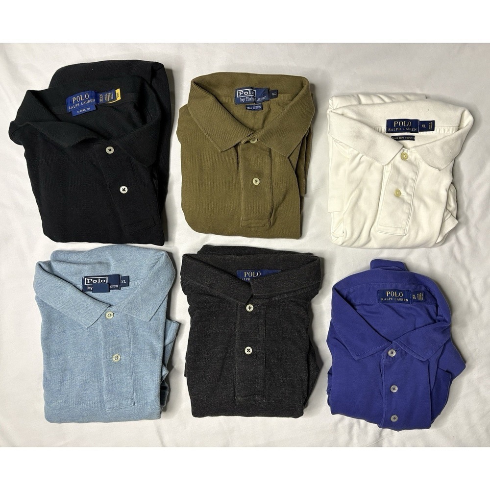 Ralph Lauren Polo Shirts Mens Size XL Green Black Blue White Short Sleeve Lot X6